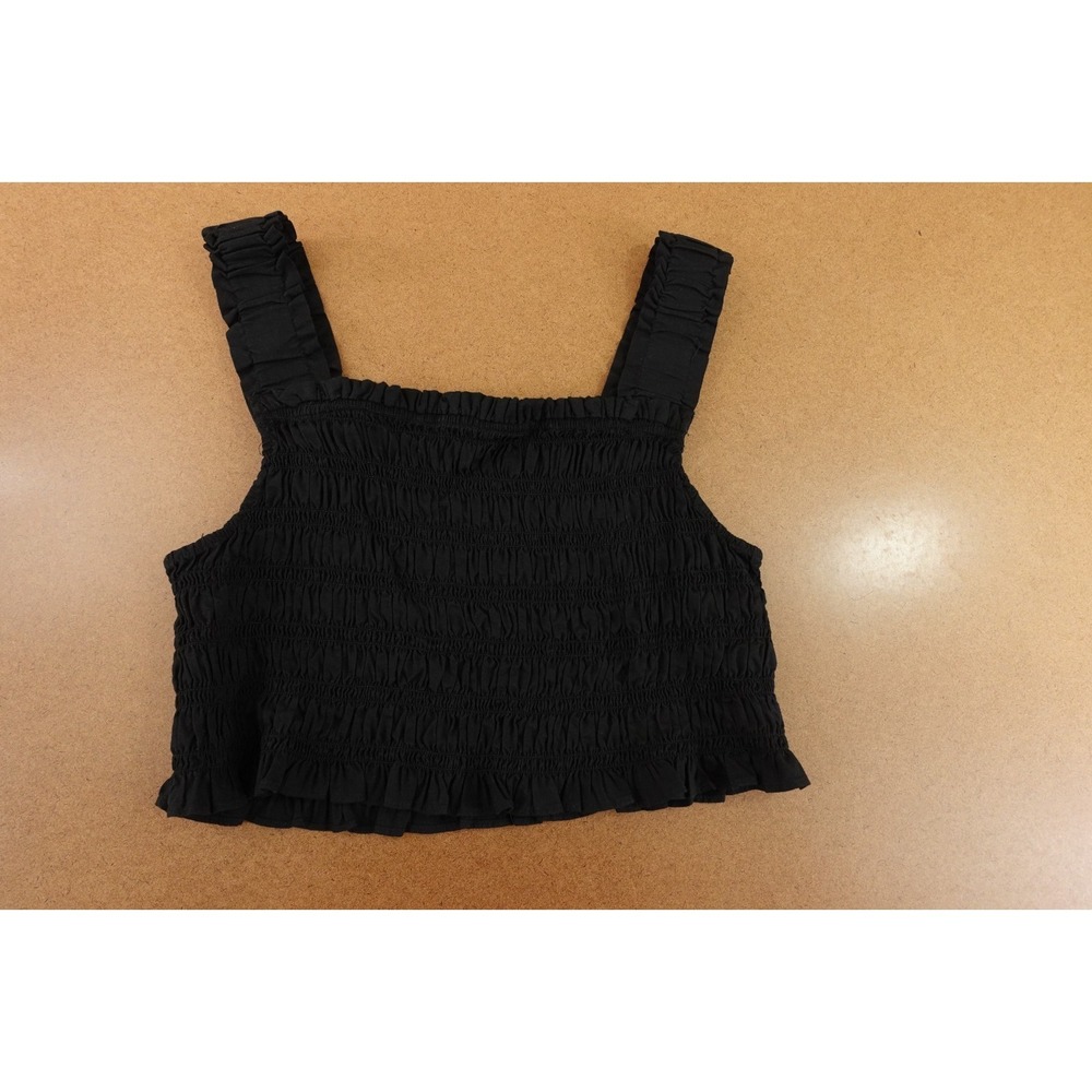 Ingrid & Isabel Womens Maternity Large Black Smocked Crop Tank Top New